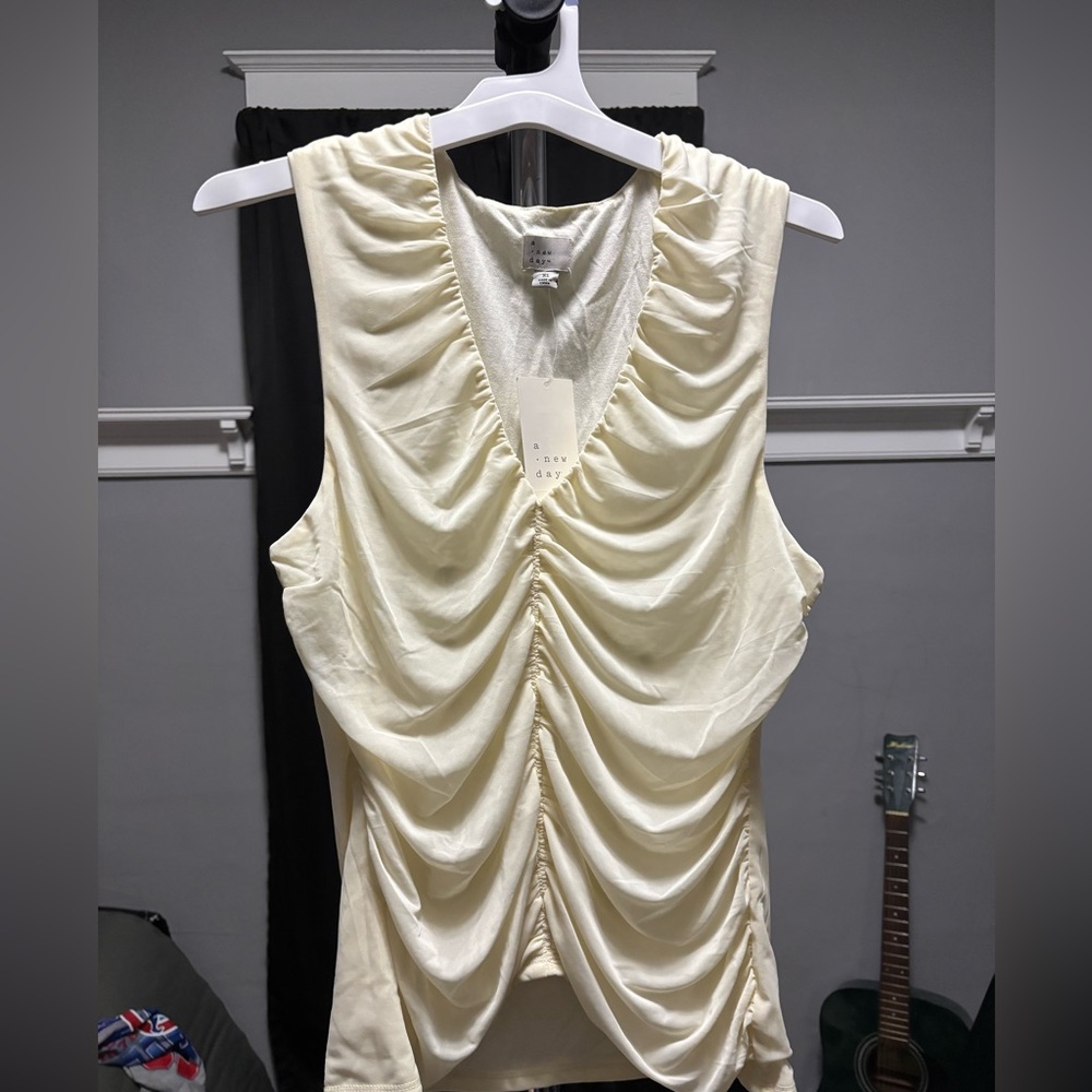 a new day Cream Ruched Blouse